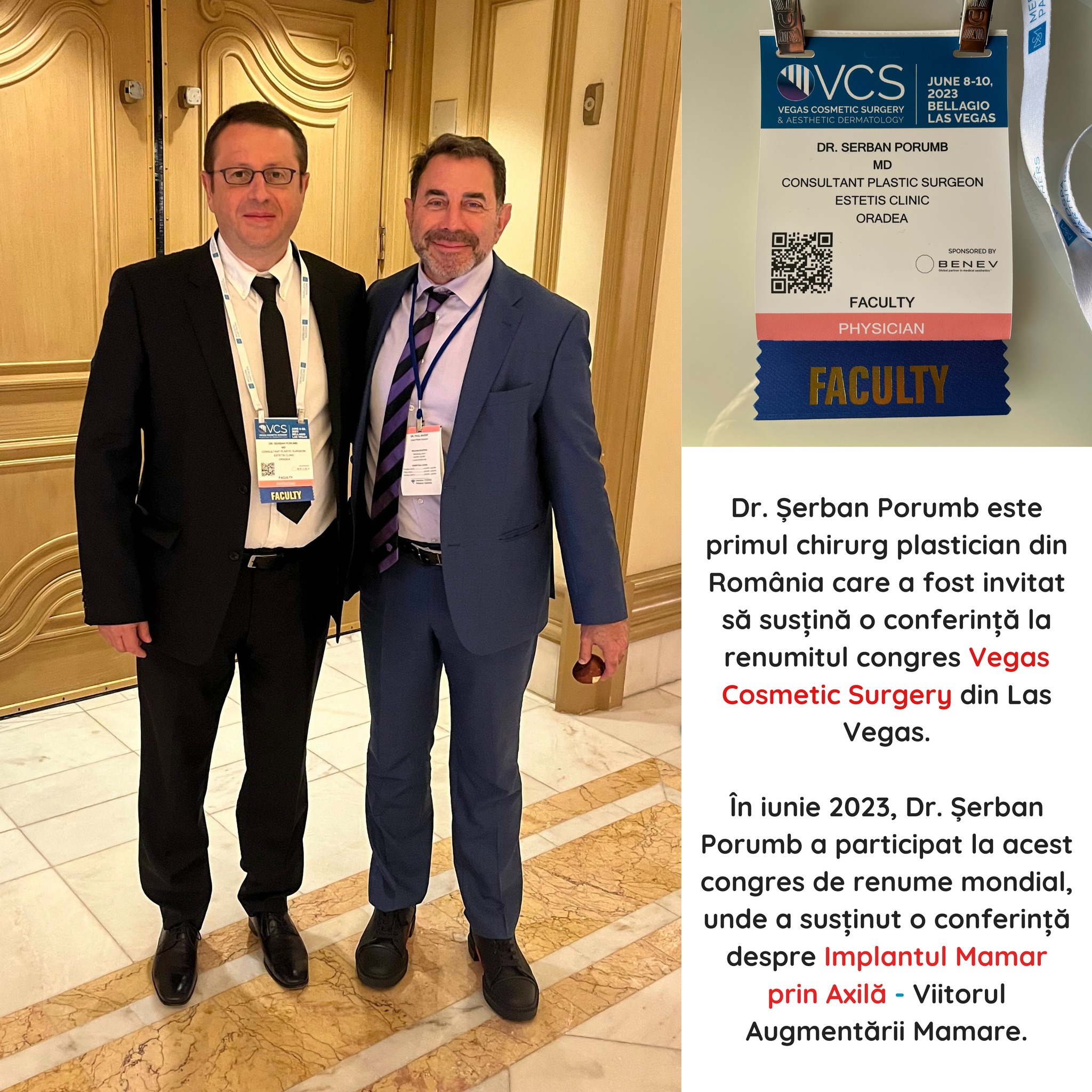 Dr. Șerban Porumb la Congresul Vegas Cosmetic Surgery, prezentând despre implanturi mamare prin axilă